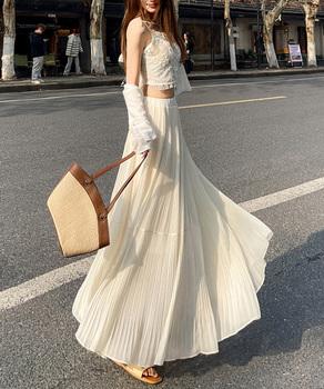 シフォンスカート ロングプリーツスカート 送料無料 即日発送-4