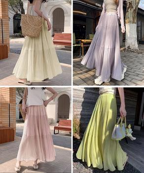 シフォンスカート ロングプリーツスカート 送料無料 即日発送-7