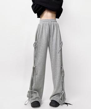スウェットパンツサイドリボンワイドパンツ 送料無料 即日発送-2
