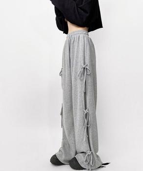 スウェットパンツサイドリボンワイドパンツ 送料無料 即日発送-3