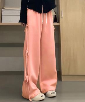 スウェットパンツサイドリボンワイドパンツ 送料無料 即日発送-6