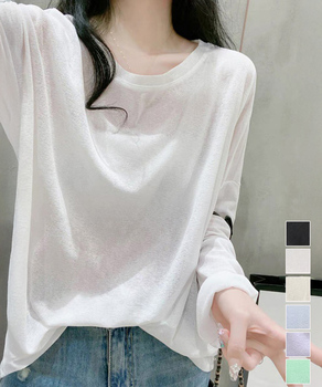 シアートップス重ね着クルーネックTシャツ 送料無料 即日発送-0