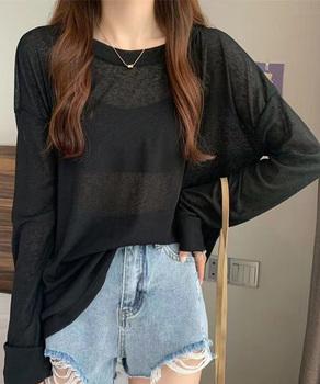 シアートップス重ね着クルーネックTシャツ 送料無料 即日発送-2