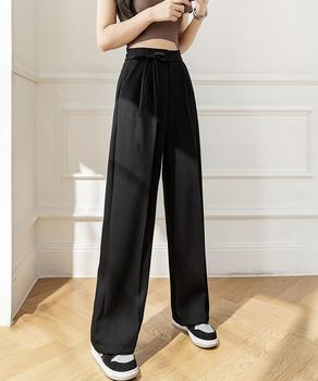 ストレートパンツ リボンスラックス 美脚 送料無料 即日発送-3