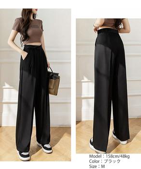 ストレートパンツ リボンスラックス 美脚 送料無料 即日発送-4