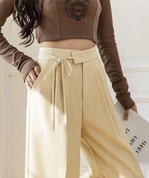 ストレートパンツ リボンスラックス 美脚 送料無料 即日発送-5