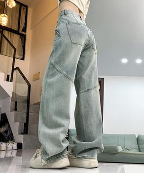 バギーデニムパンツ レディース レトロ風 送料無料 即日発送-5