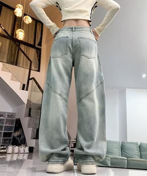 バギーデニムパンツ レディース レトロ風 送料無料 即日発送-6