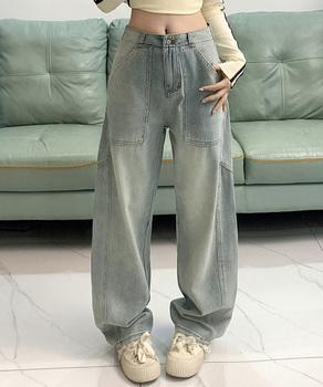 バギーデニムパンツ レディース レトロ風 送料無料 即日発送-7