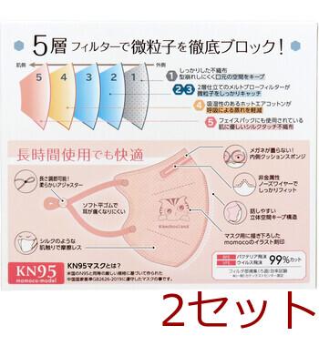 マスク 業務用 KN95マスク momocoモデル 個別包装 レギュラーサイズ サーモンピンク 20枚入 2セット 送料無料-1