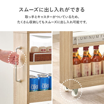 隙間収納ワゴンRCC 1536BR　幅16×奥行55×高さ181cm 送料無料-6