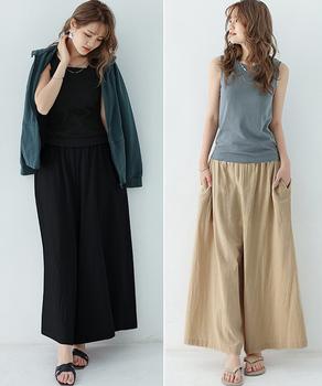 リラックスワイドパンツ キュロットパンツ 送料無料 即日発送-2