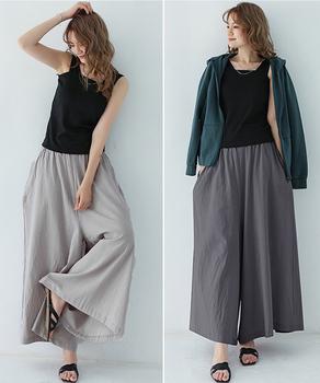 リラックスワイドパンツ キュロットパンツ 送料無料 即日発送-3