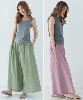 リラックスワイドパンツ キュロットパンツ 送料無料 即日発送-6