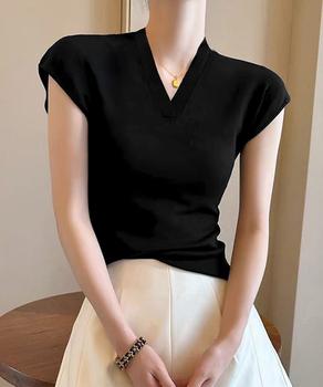 サマーニット フレンチスリーブ トップス 送料無料 即日発送-3