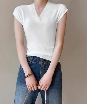 サマーニット フレンチスリーブ トップス 送料無料 即日発送-4