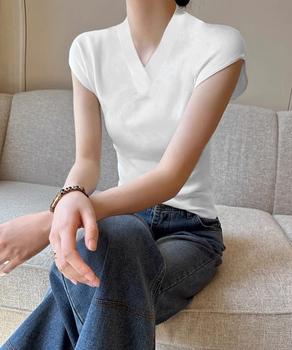 サマーニット フレンチスリーブ トップス 送料無料 即日発送-5