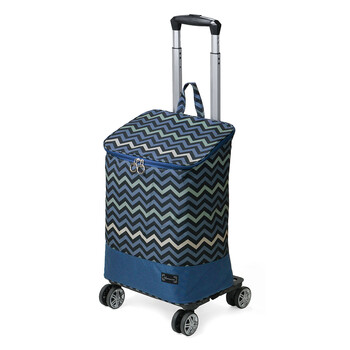 4輪シェブロン柄ショッピングカート ファスナー開閉タイプ 15 5044 送料無料-1