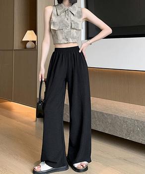 綿麻ワイドパンツ レディース きれいめ 送料無料 即日発送-2