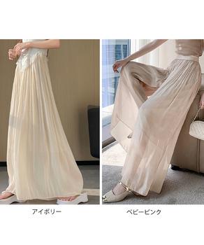 シアーワイドパンツ 冷感キュロットパンツ 送料無料 即日発送-3