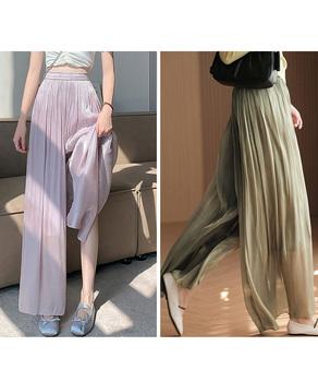 シアーワイドパンツ 冷感キュロットパンツ 送料無料 即日発送-6