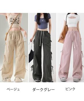 カーゴパンツ サイドリボン ワイドパンツ 送料無料 即日発送-1