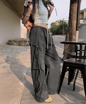 カーゴパンツ サイドリボン ワイドパンツ 送料無料 即日発送-4