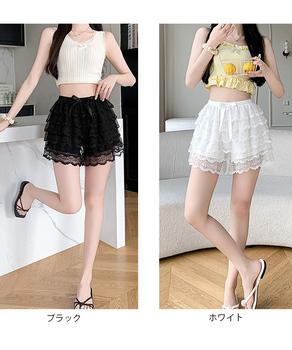 ティアードペチコートリボン付きペチパンツ 送料無料 即日発送-1