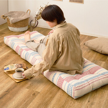 3つ折りごろ寝クッション インド綿100% テラ 2カラー 約50×150cm 送料無料-2