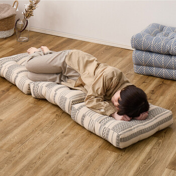 3つ折りごろ寝クッション インド綿100% テラ 2カラー 約50×150cm 送料無料-3