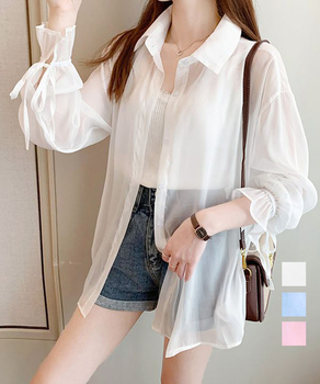 シャツブラウス 夏服 サマーカーディガン 送料無料 即日発送-0
