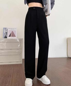 ハイウエストスラックス セミワイドパンツ 送料無料 即日発送-2