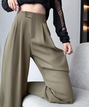 ハイウエストスラックス セミワイドパンツ 送料無料 即日発送-4