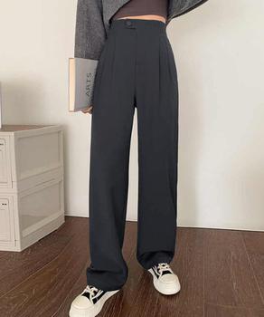 ハイウエストスラックス セミワイドパンツ 送料無料 即日発送-5