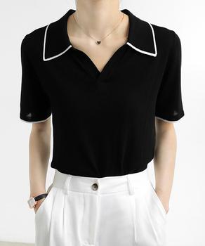 半袖 ポロシャツ レディース ニット夏服 送料無料 即日発送-2