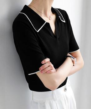 半袖 ポロシャツ レディース ニット夏服 送料無料 即日発送-3