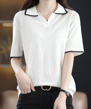 半袖 ポロシャツ レディース ニット夏服 送料無料 即日発送-5