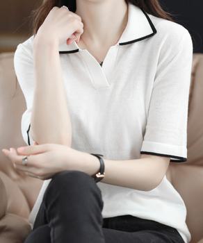 半袖 ポロシャツ レディース ニット夏服 送料無料 即日発送-6