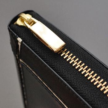 長財布 BEAMZSQUARE 蛇革クロスライン×馬革ラウンドファスナー長財布 BZSQ 318 黒金開運金運財布 送料無料-3