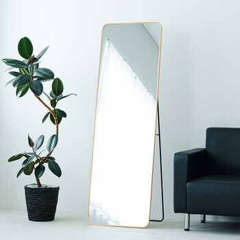 スタンドミラー ルーミー スクエア 幅50cm 鏡 姿見 全身 ゴールド 大型 ワイド インテリア 送料無料-1