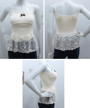 パッド付き 裾レース切り替えキャミソール 送料無料 即日発送-7