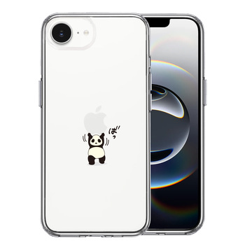 iPhone16e ケース クリア パンダ 重量挙げ 努力感 スマホケース 側面ソフト 背面ハード ハイブリッド  送料無料-0