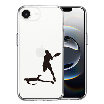 iPhone16e ケース クリア テニス スマッシュ スマホケース 側面ソフト 背面ハード ハイブリッド  送料無料-0