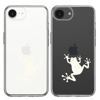 iPhone16e ケース クリア カエル 蛙 ホワイト スマホケース 側面ソフト 背面ハード ハイブリッド  送料無料-1