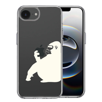 iPhone16e ケース クリア ゴリラ ホワイト スマホケース 側面ソフト 背面ハード ハイブリッド  送料無料-0