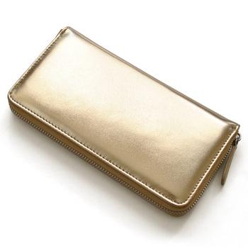 長財布 シープスキンラウンドファスナー長財布 E 031GD ゴールドカラーレディース羊革婦人財布 送料無料-5