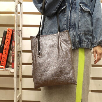 メタリック つまみハンドルフラット トートバッグ A4収納可能　 COOCO 送料無料 即日発送-22