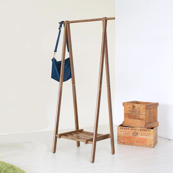 もく オープンハンガーラック ハンガー 北欧 収納 コートハンガー 木製 棚付 折りたたみ 部屋干し 送料無料-5