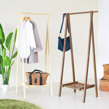 もく オープンハンガーラック ハンガー 北欧 収納 コートハンガー 木製 棚付 折りたたみ 部屋干し 送料無料-6