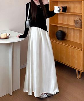 サテンスカート ロングスカート 無地 送料無料 即日発送-2